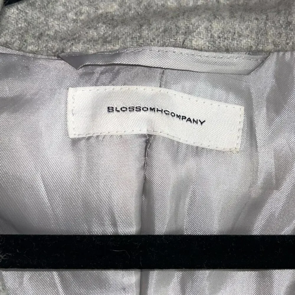 Blossom H Company l Light Gray Open Front Long Wool Coat Large - Picture 8 of 9